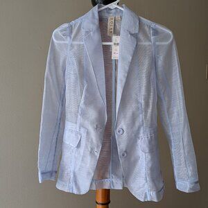 Dolan x Anthropologie Sheer Blazer Light Blue Periwinkle/Sky Blue Sz XXS NWT